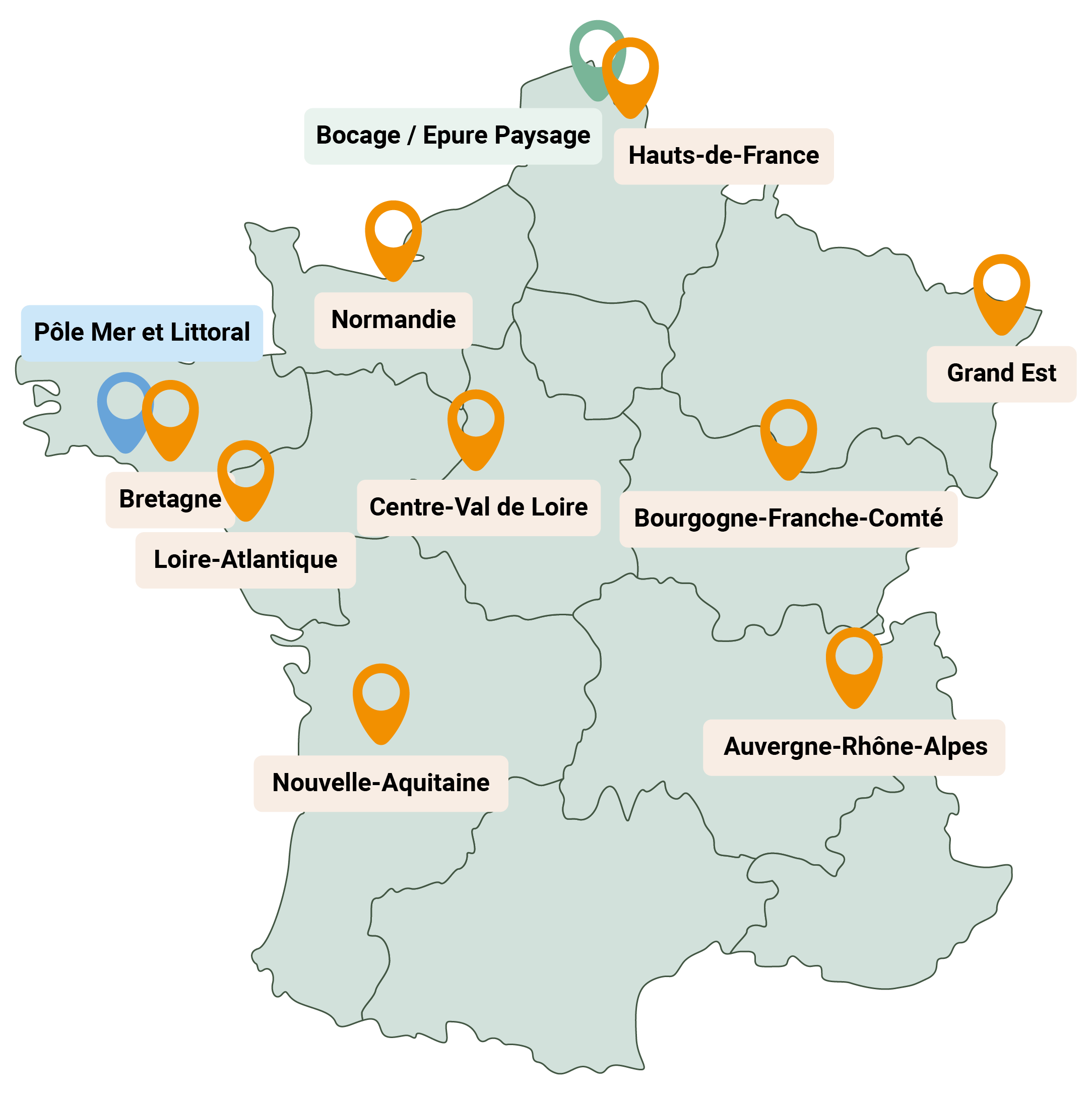 Carte implantations Envol Environnement
