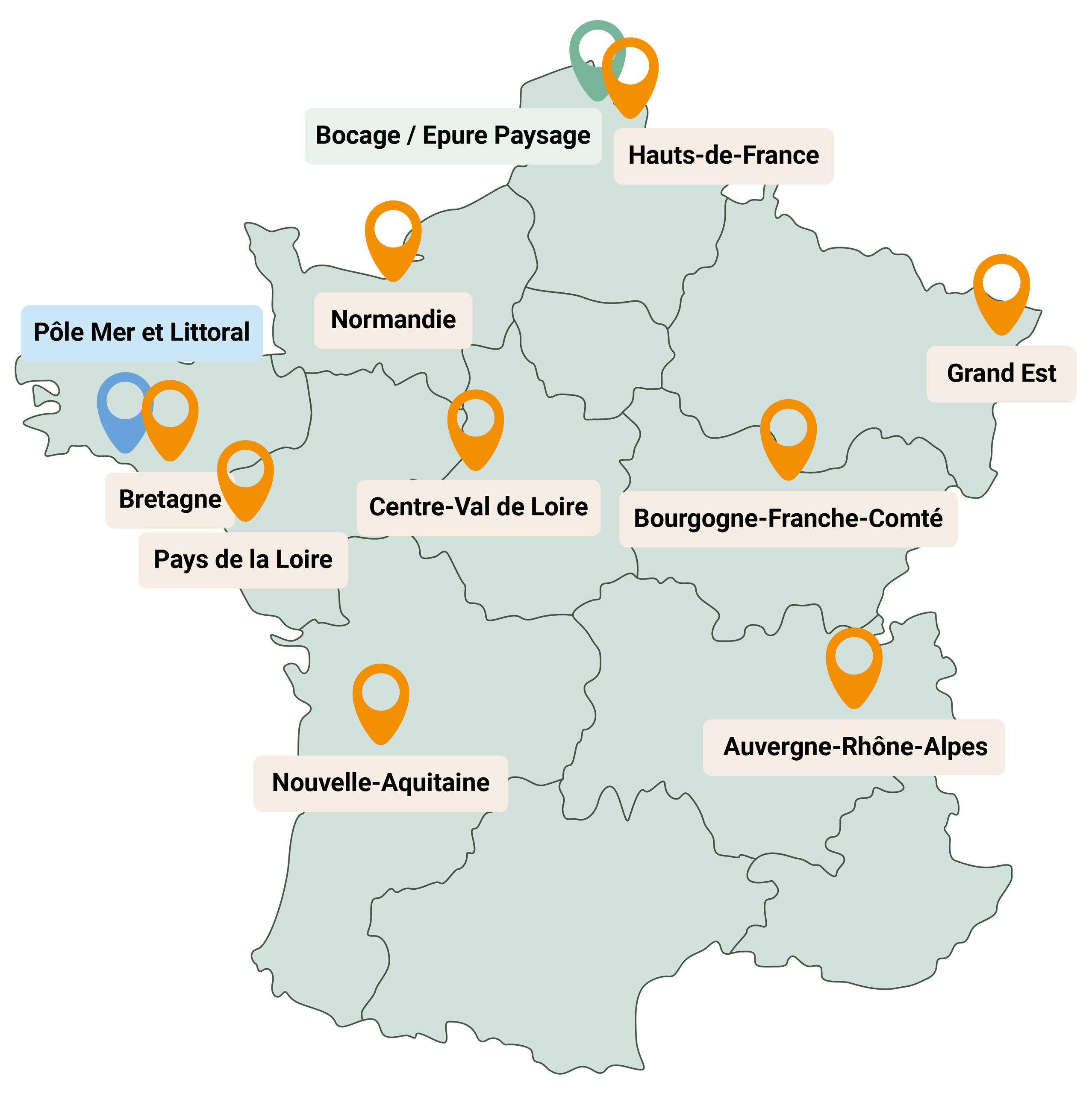 Carte des implantations - Envol Environnement